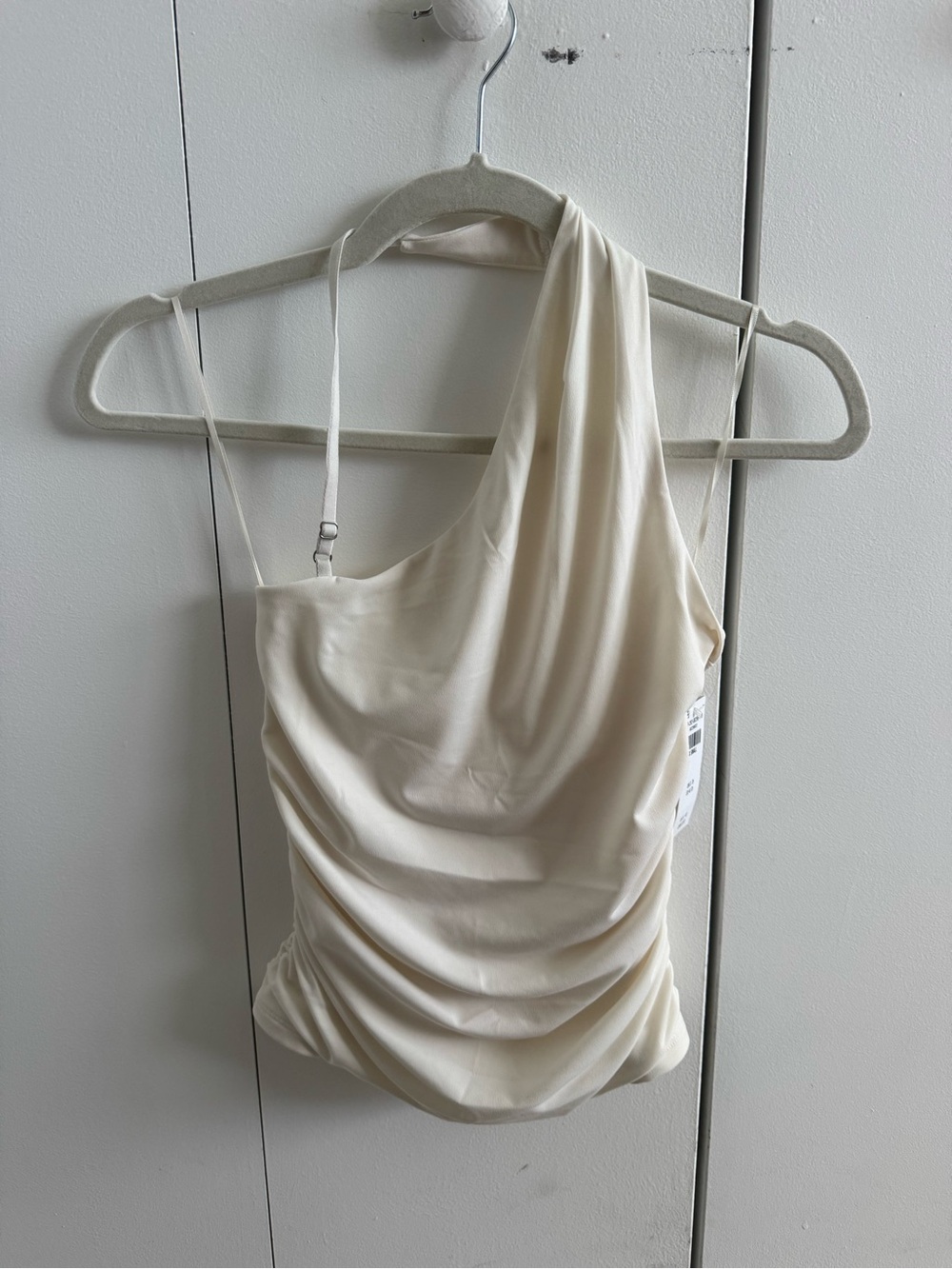 Abercrombie & Fitch One-Shoulder Cream Draped Tank